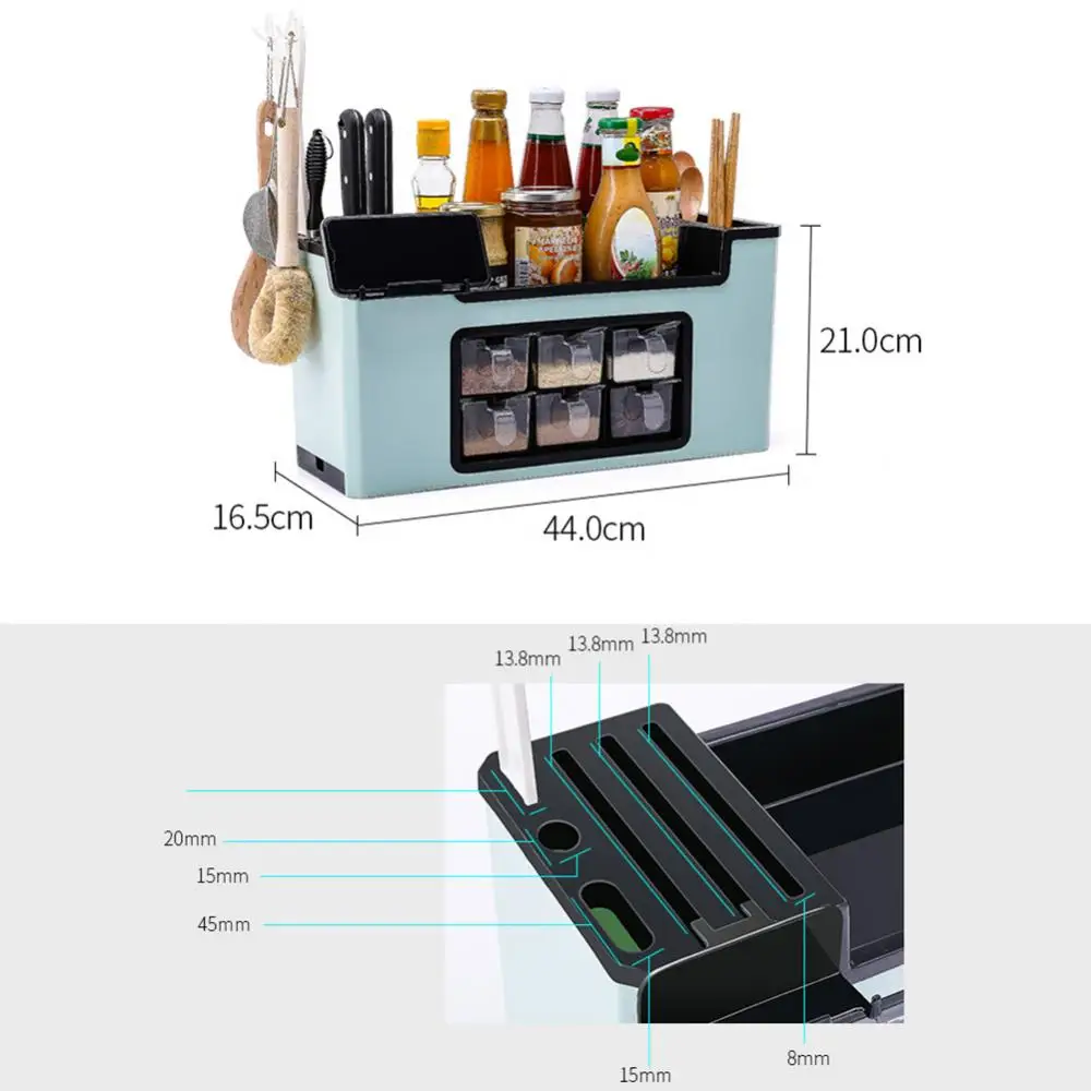 

Kitchen Storage Racks Plastic Seasoning Bottle Storage Box Kitchen Knife Brush Jar Spoon Organizer Holder Kitchen Accessories