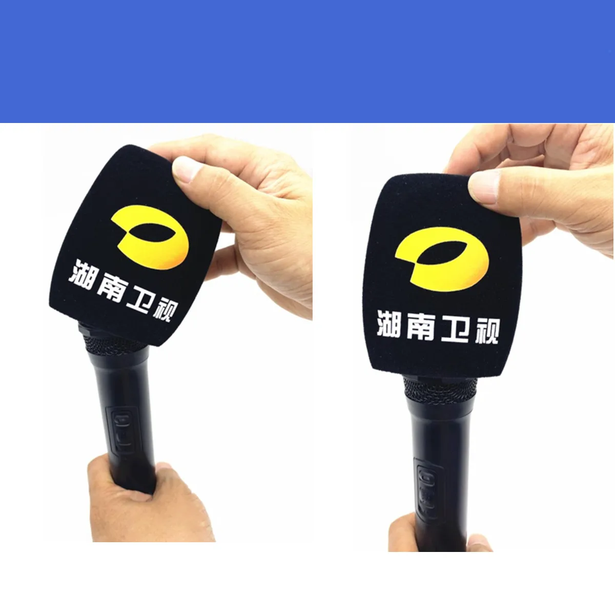 Flocking Microphone Covers Print Logo Microphone Windscreens Customized Winds Handheld Mic Sponge For Outdoor Interview