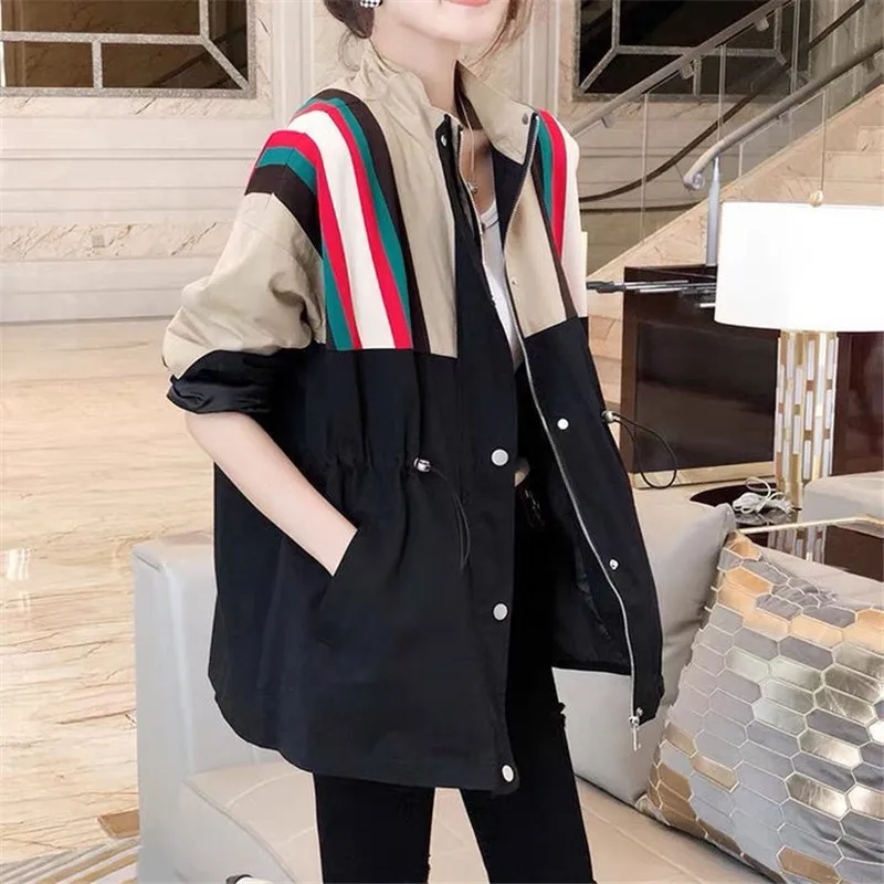 

Large Size Women's Jacket Coat Fashion Design Spring Autumn Short Windbreaker 2021 New Style Chic Casual Female Outerwear Tops
