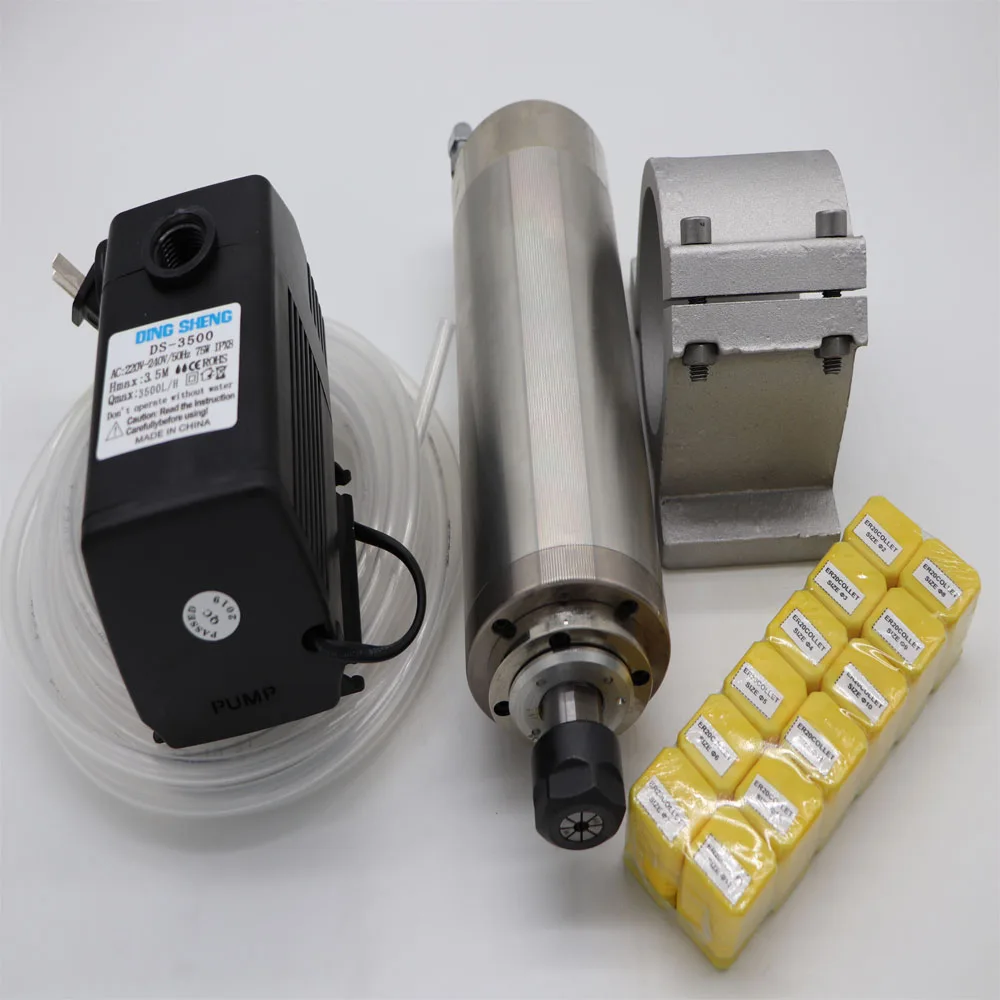 Фрезерный шпиндель с ЧПУ ER20 2 кВт водяной охлаждающий + 1 насос водяная труба Опора