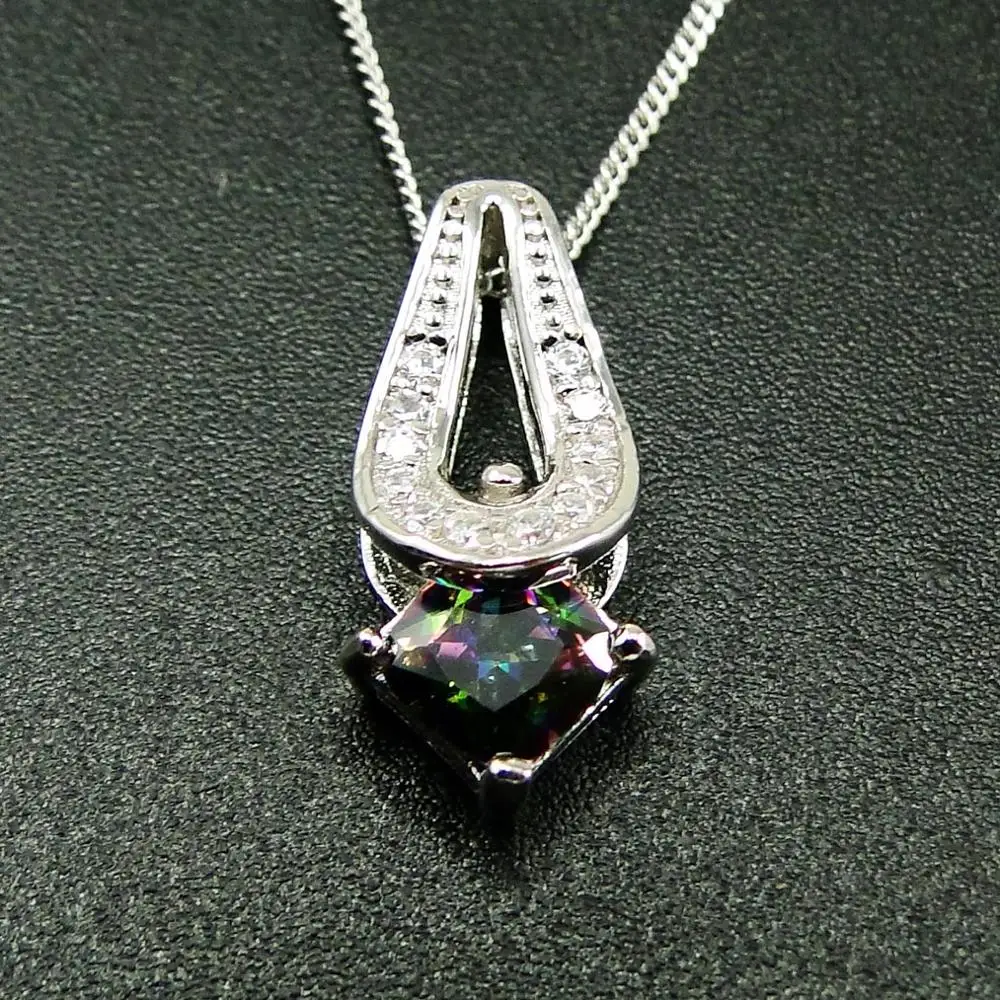 

High Quality Hot Sale Designs 925 Sterling Silver Rainbow Mystic Topaz Pendant Necklace for Women Gift