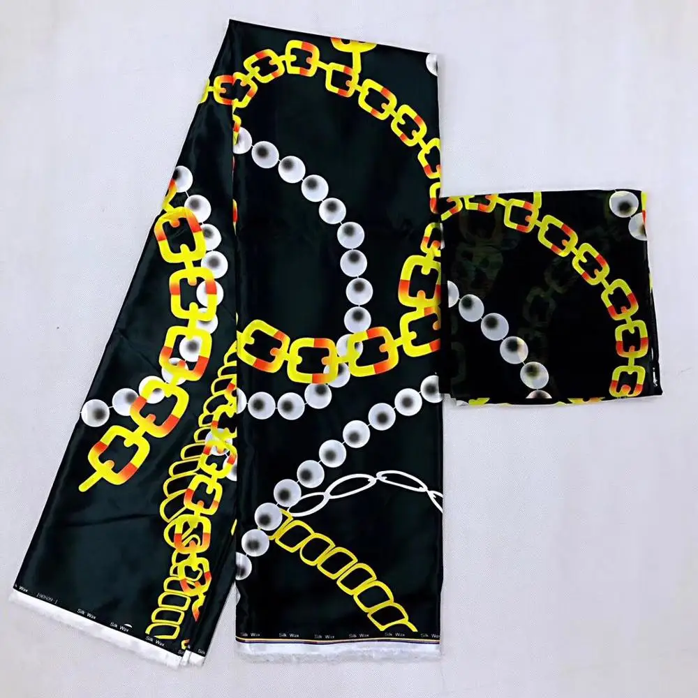 Имитация шелка воск черно белая шелковая шифоновая ткань африканская Анкара