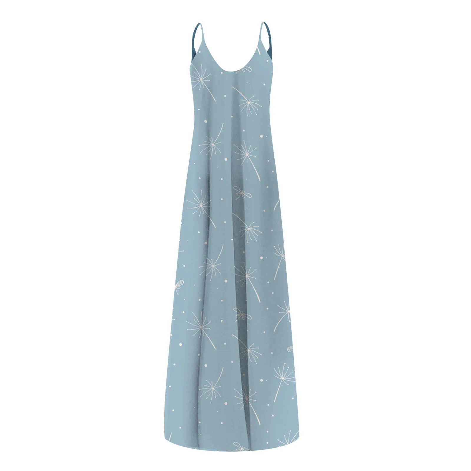 

Women's Maxi Dress Fashion Casual Plus Size Print V-Neck Sleeveless Long Dress With Pockets Ladeis High Waist Loose Dress#35