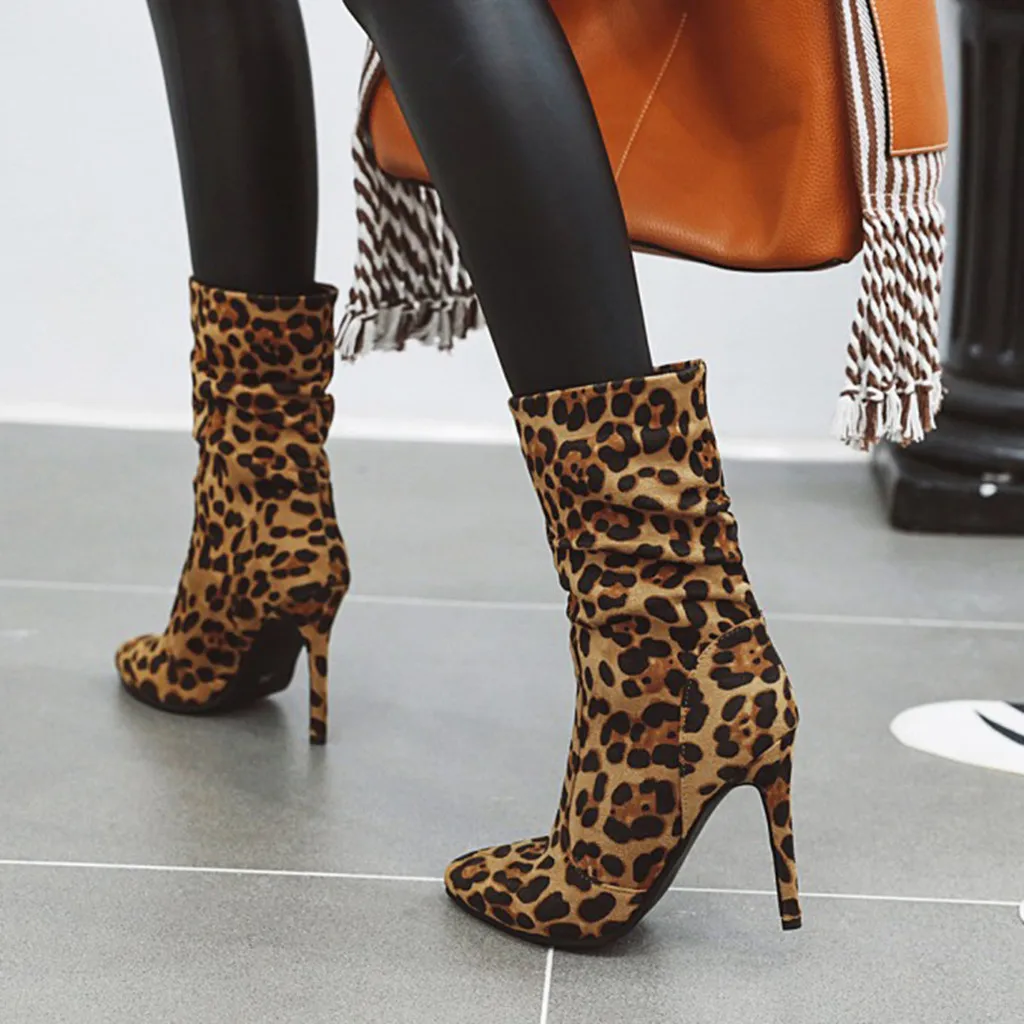 SAGACE/пикантные Женские Модные леопардовые туфли с острым носком на высоком