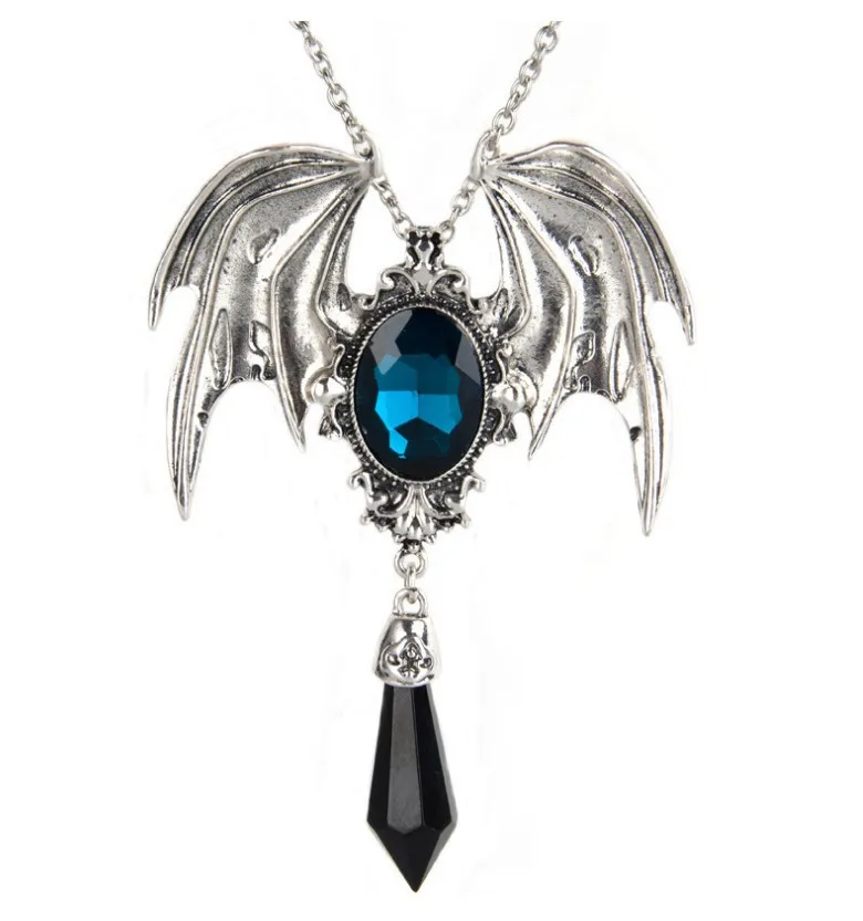 

Bat Necklace Ladies Men's Gothic Vampire Pirate Skull Jewelry Bat Wings Crystal Pendant Necklace Long Ladies Accessories Hot Sal