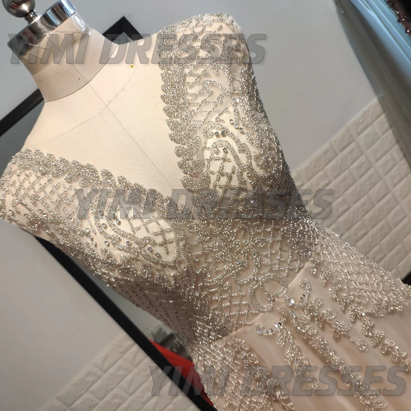 Beaded Long Prom Dresses 2019 Luxury Vestidos De Gala Sexy Backless V-neck Tulle Party Formal Gowns Evening Party For Women