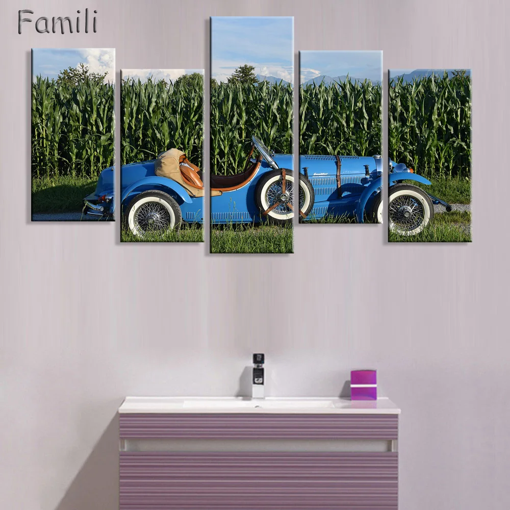 

5pcs HD Printed Retro City Car Painting On Canvas Poster Wall Decoration Printed Picture Cuadros Canvas Art Living Room Painting