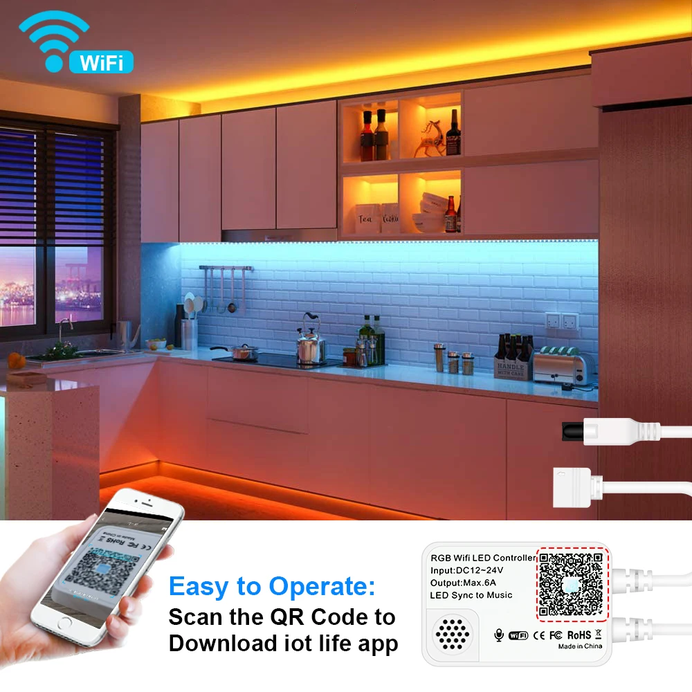 Пульт управления Wi Fi совместим с Alexa Google Assistant работает RGB светодиодными лентами