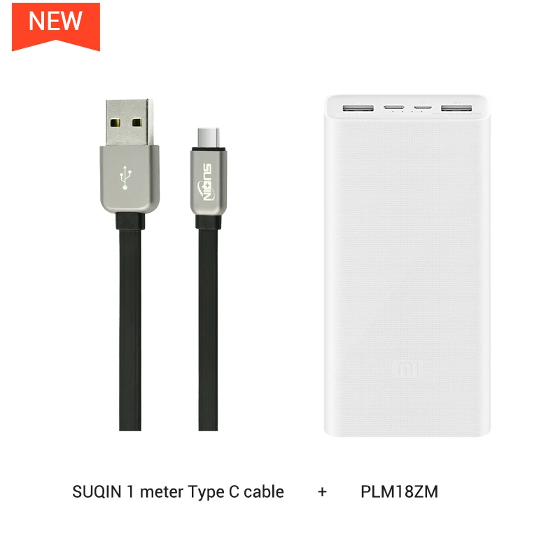 w TypeC Cable Xiaomi power Bank 3 PLM18ZM 20000 мАч 18 Вт Двусторонняя Быстрая зарядка тип-c микро Входное зарядное устройство для iPhone 11 Pro XR X для samsung - Цвет: w TypeC Cable