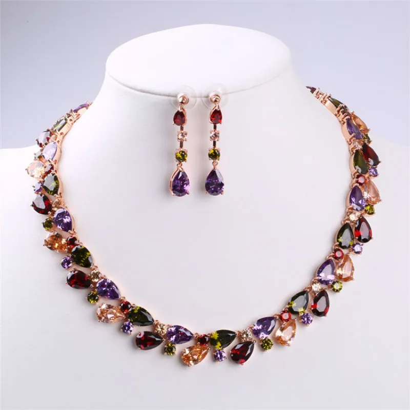 Комплект ювелирных изделий, ожерелье и серьги в стиле Моны Лизы, с фианитами
