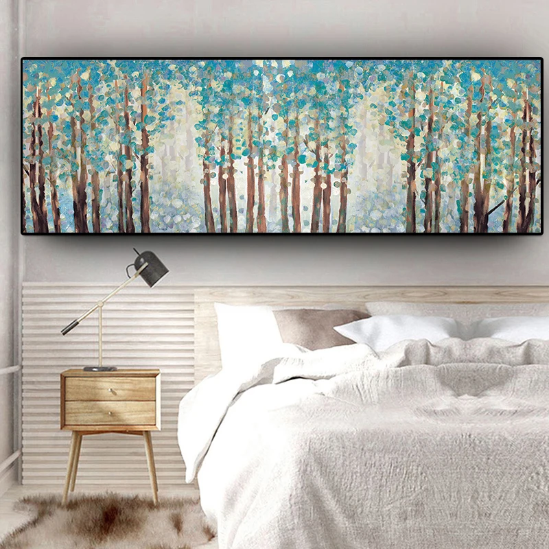 Настенная картина с изображением природного зеленого дерева цветов растений