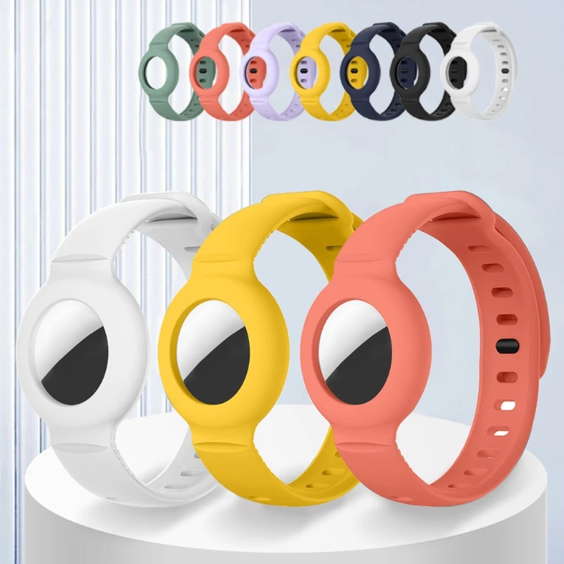 Anti-lost Bracelet for AirTag, Soft Silicone Wristband Watch Band Waterproof Protective Case Cover Holder Adjustable