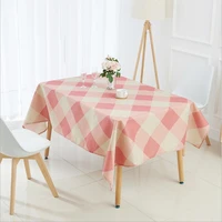pink white plaid tablecloth waterproof linen table cloth for holiday parties dining banpuet geometric table covers home decor
