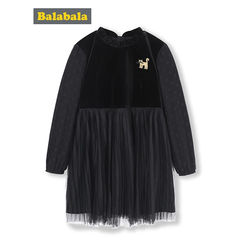 Платье-трапеция вельветовое до колен с оборками на воротнике для