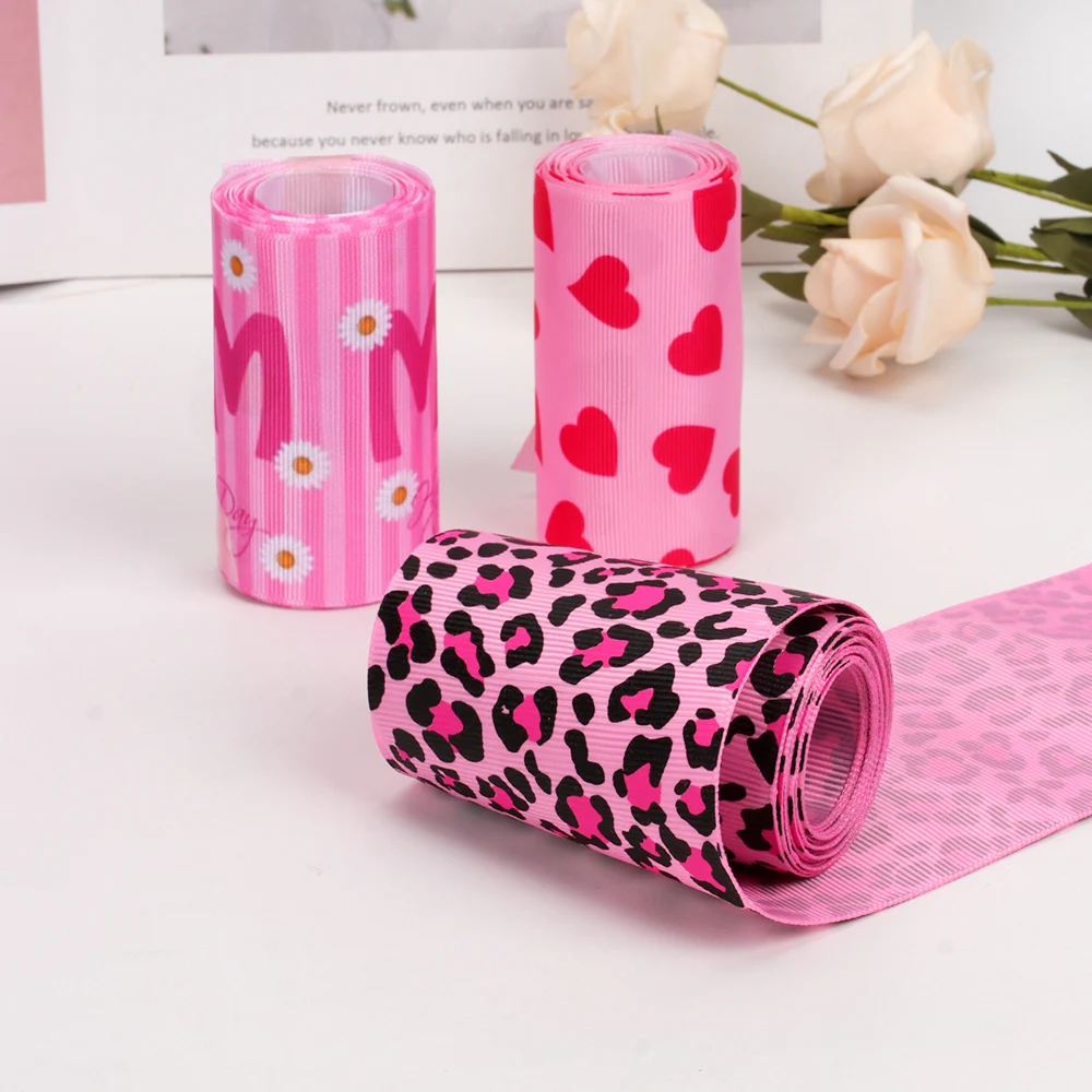IBOWS 2 ярда/рулон 7,5 см лента с рисунком маргаритки, лента с рисунком Love для рукоделия, Материалы для творчества, подарок, аксессуары для волос, украшение для дома