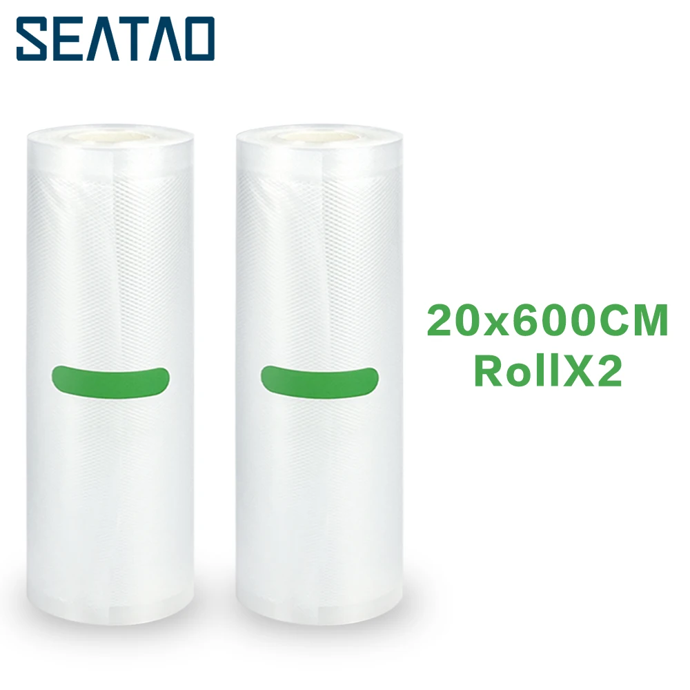 SEATAO Высококачественные вакуумные пакеты для пищевых продуктов, вакуумный упаковщик для свежих продуктов, длительный срок службы 20 + 28 см * 600 см, рулоны/лот пакетов для вакуумного упаковщика