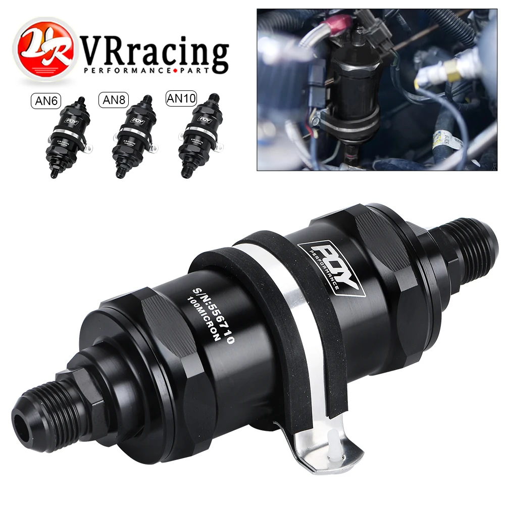 VR RACING PQY черный AN6/AN8/AN10 встроенный топливный фильтр E85 этанол с 100 микрон элемент из