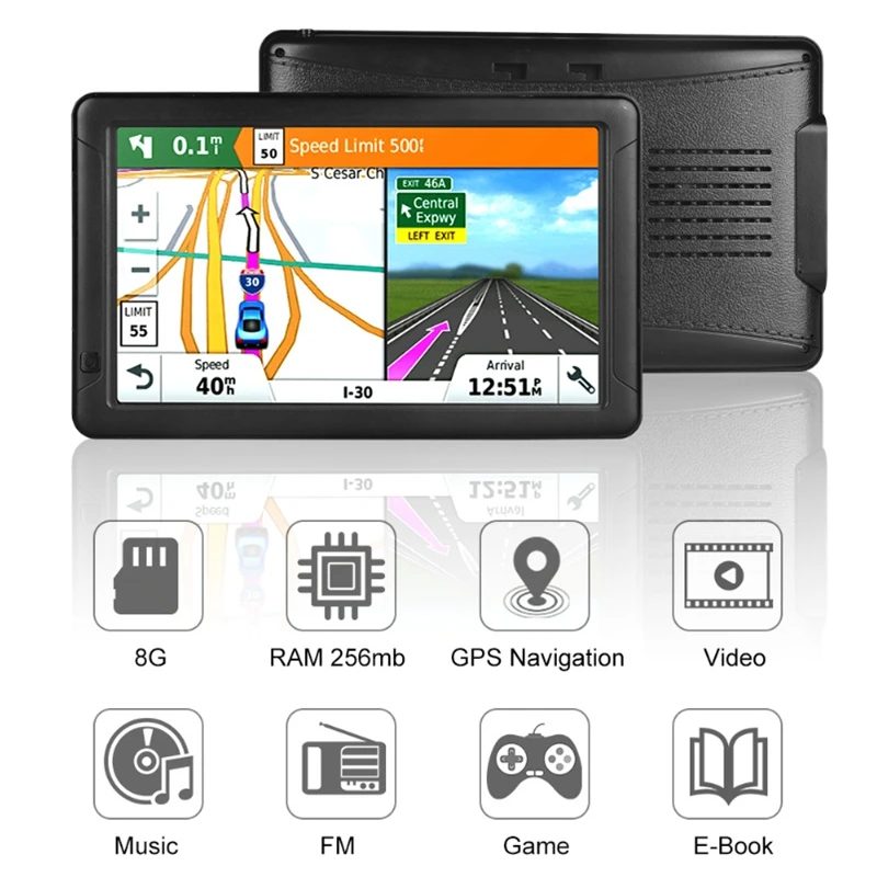 

9 Inch Car Truck GPS SAT NAV Navigation System 8GB Navigator Free Lifetime Maps with Bluetooth Free Maps