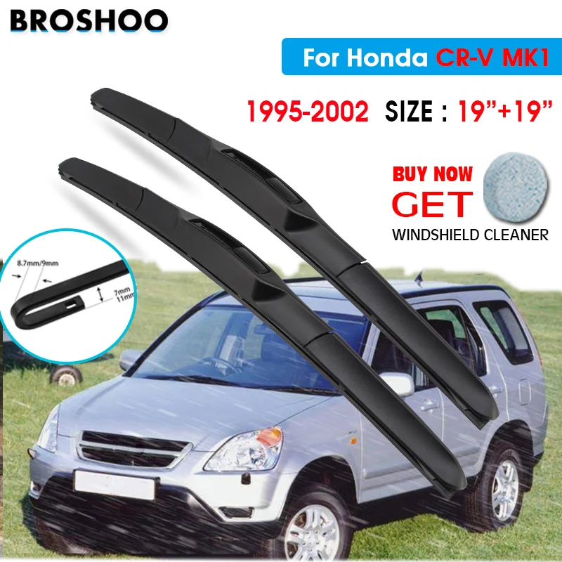 

Car Wiper Blade For Honda CR-V MK1 19"+19" 1995-2002 Auto Windscreen Windshield Wipers Blades Window Wash Fit U Hook Arms