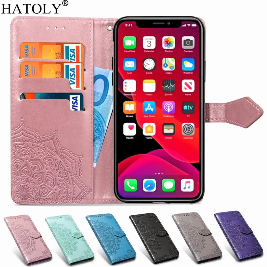 

For iPhone 11 Pro Max Case Embossed Printed Soft Silicone Back Cover Leather Flip Wallet Phone Case For iPhone 11 Pro Max 6.5"