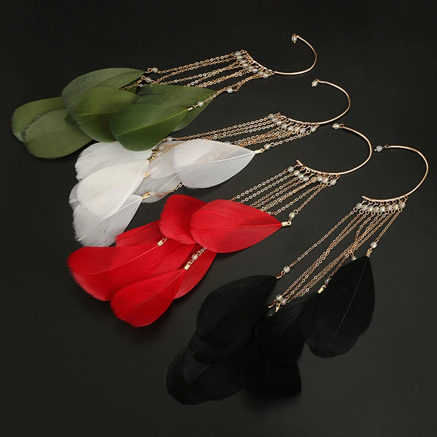 1 шт. богемные красочные серьги-петли с перьями для женщин аксессуары модные