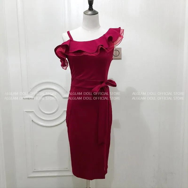 Женское платье-карандаш на одно плечо без рукавов | Женская одежда