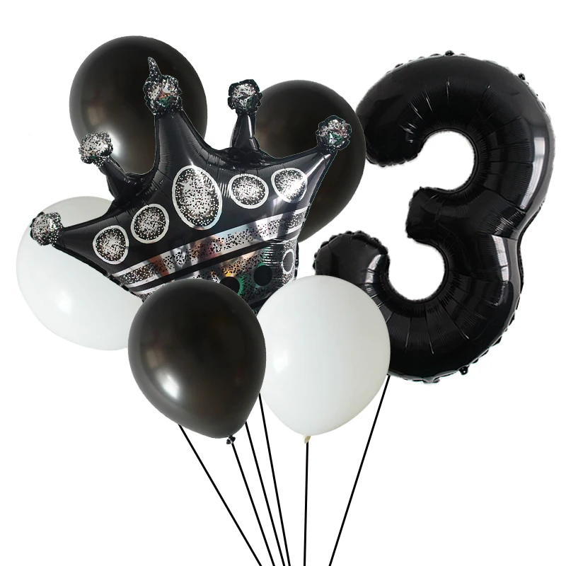 

8pcs/set Large Black Crown Foil Balloons 32inch Number Digital Balls Kids Birthday Party Decoration Baby Shower Event Supplies