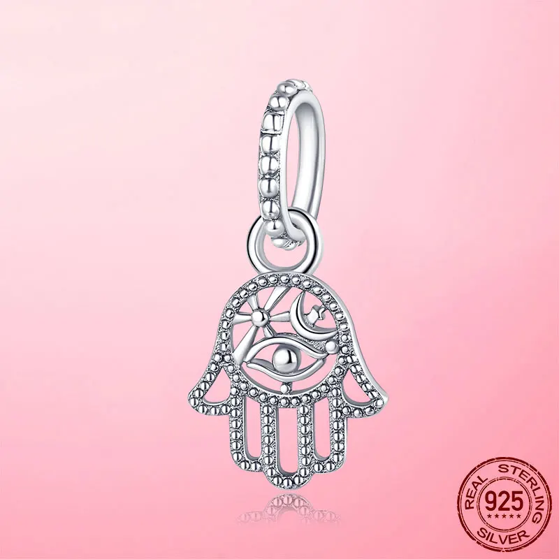 Горячая Распродажа с надписью &quotLucky Charm&quot 925 пробы серебро защитный хамса руки