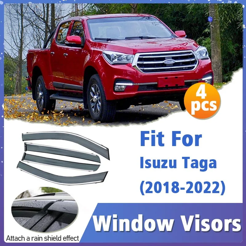 Window Visor Guard for Isuzu Taga 2018-2022 4pcs Vent Cover Trim Awnings Shelters Protection Sun Rain Deflector Auto Accessories