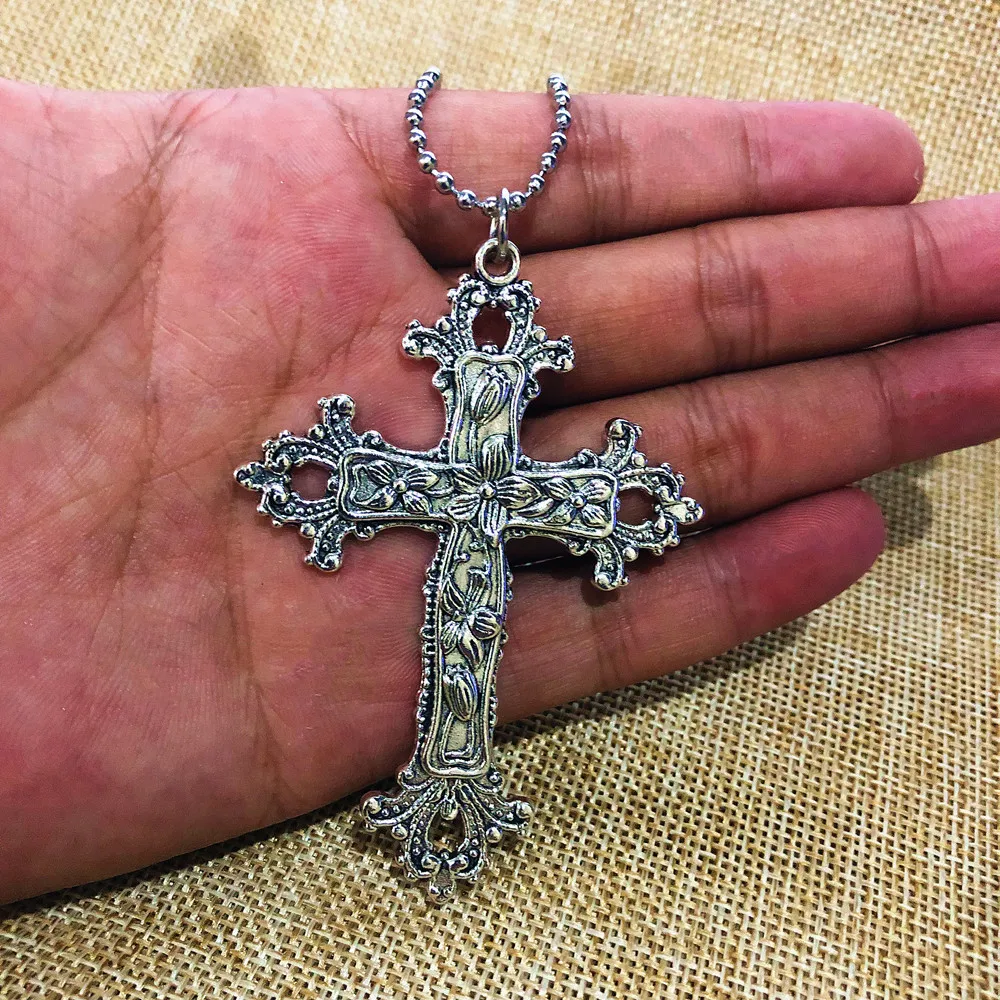 

Fashion Simple Classic Big Flower Cross Pendant Chain Necklaces Jewelry For Women Party Gift