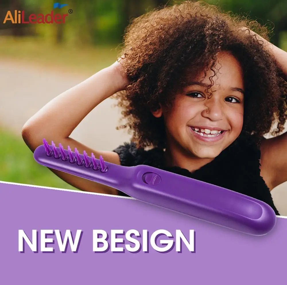 Alileader 1Pcs Electric Detangling Brush Hair Curly Detangle Comb Purple Scalp Massage Hot Sell For Wet And Dry | Шиньоны и парики