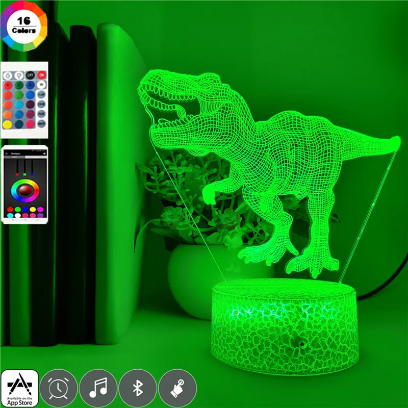 

Dinosaur Nightlight Bedroom 3D Picture Lamp LED Night Light Tyrannosaurus Rex Atmosphere Decor Cool Gift for Kids Child Friends