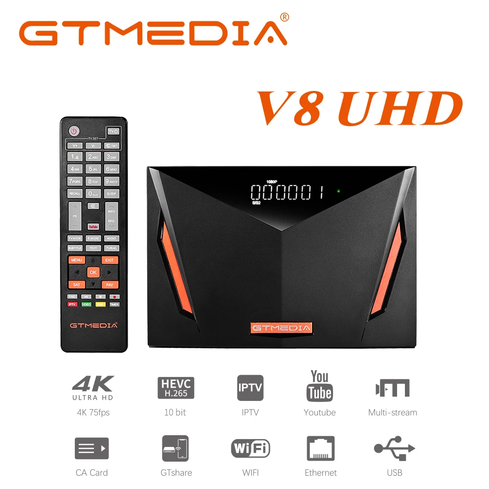 Спутниковый телевизионный ресивер GTMEDIA V8 комбо Smart TV Box UHD DVB S2X/T2/C H.265 4K со
