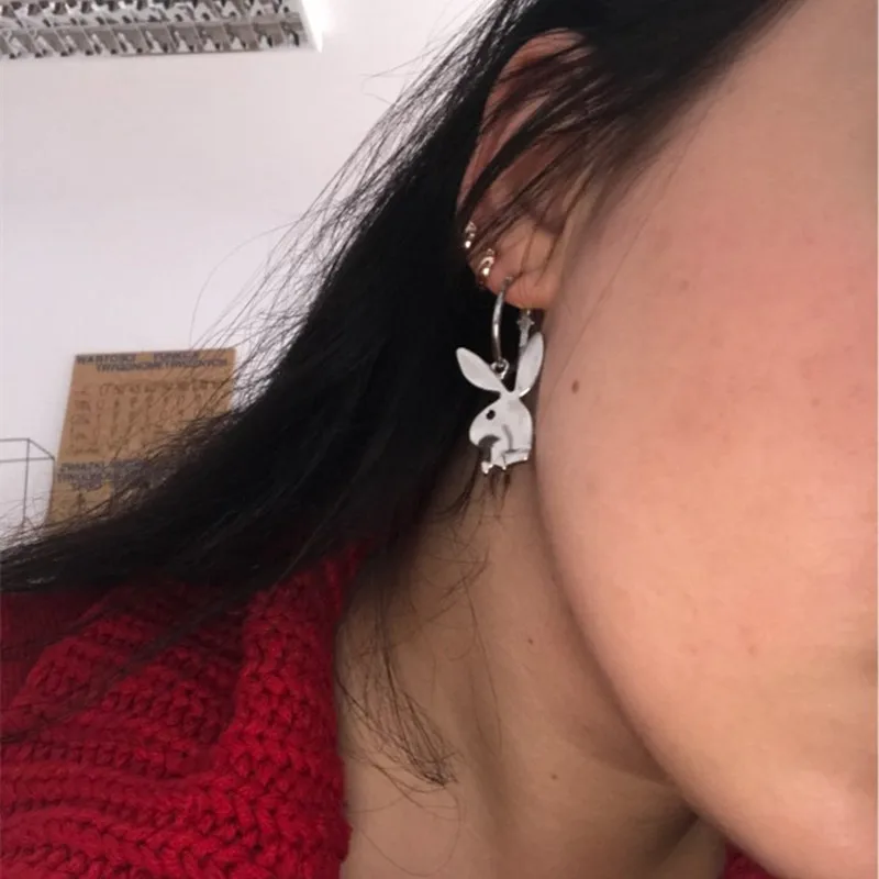 

2020 Lovely Rabbit Drop Earrings For Women Silver Color Ear Jewelry Cute Animal Bunny Earrings Birthday Gift Wholesale