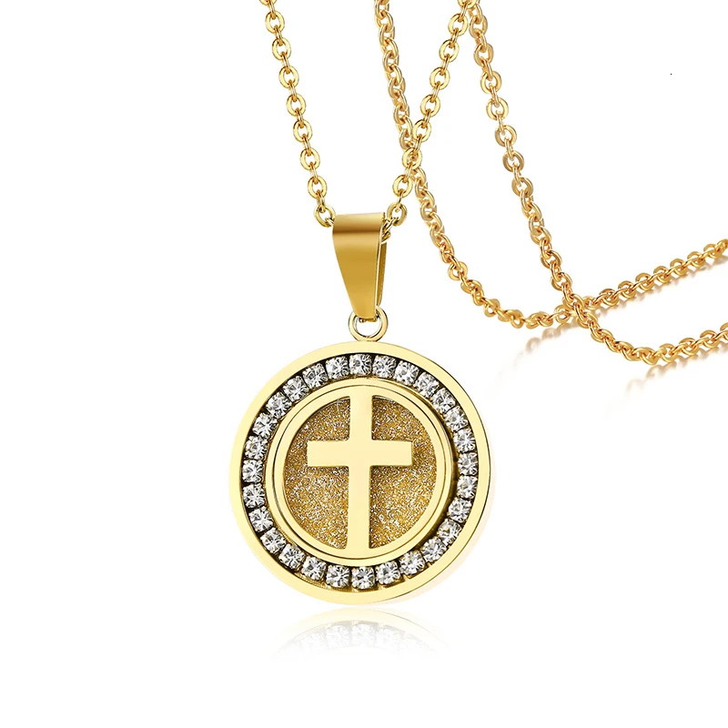 Модное религиозное круглое ожерелье из циркония с кулоном в виде христианского