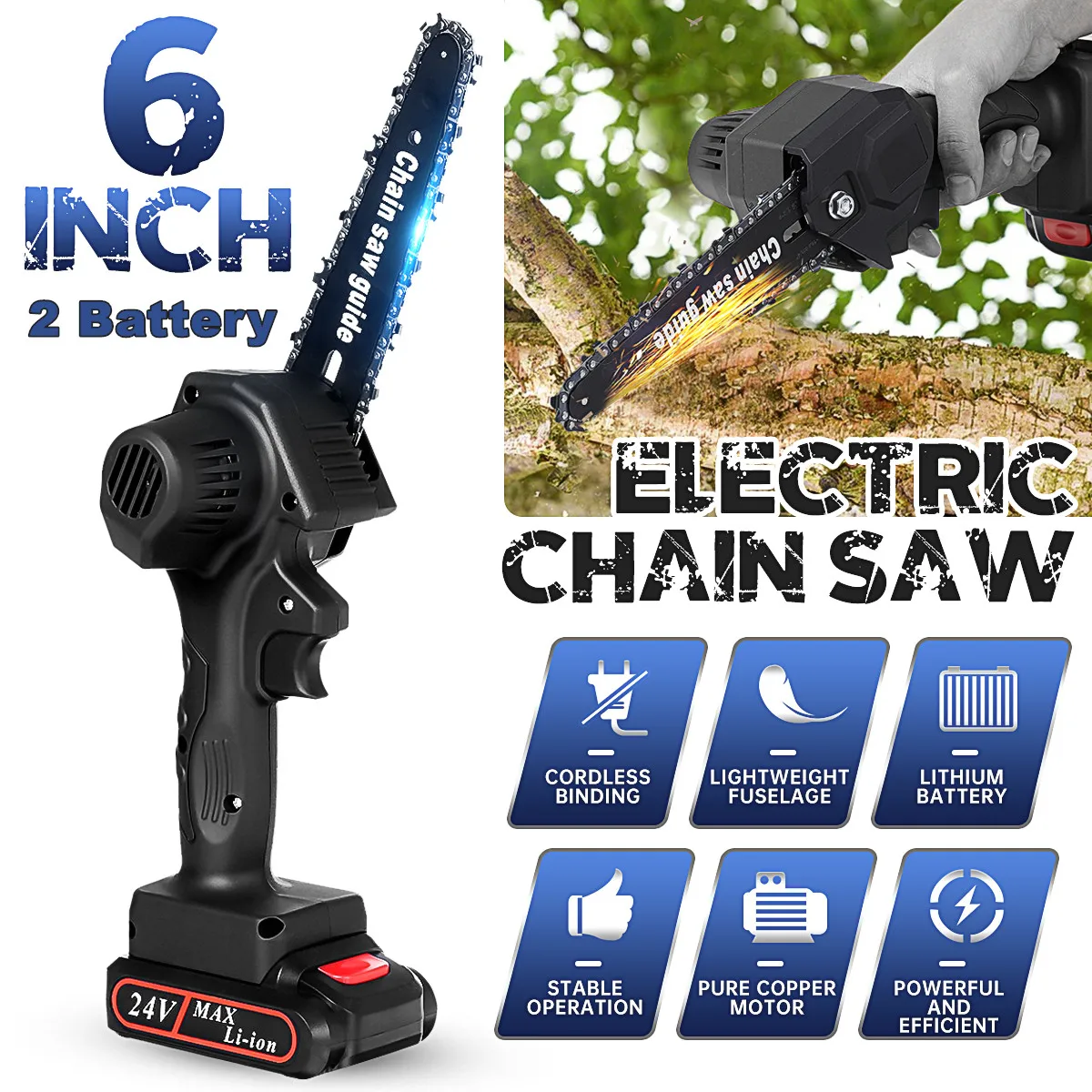 

6 дюймов 1200 Вт Электрическая цепная пила Обрезка цепная пила беспроводной сада дерево вход для резьбления по деревообрабатывающие фрезы Ин...