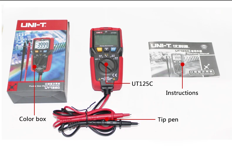 UNI T UT125C мини карманный цифровой мультиметр температура сопротивление тестера