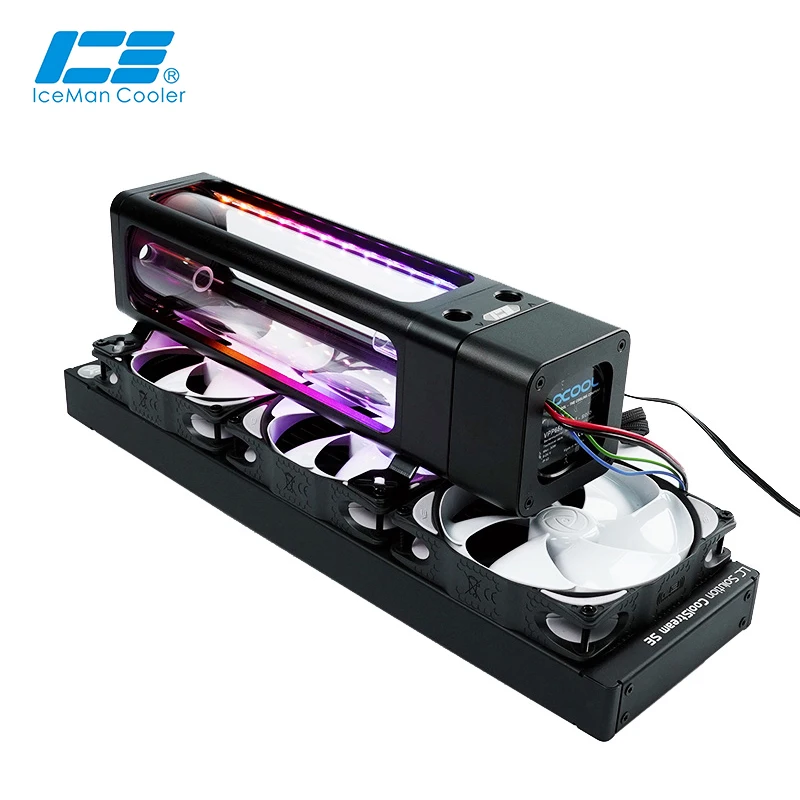 

IceManCooler DX5 240 Water Cooling ARGB Tank Combo D5 Pump,Reservoir With Bracket,+5V 3PIN AURA Motherboard,Silver,White,Black