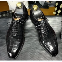 black men spring and autumn pointed low heel lace up pu leather classic comfortable leisure business simple oxford shoes ka715