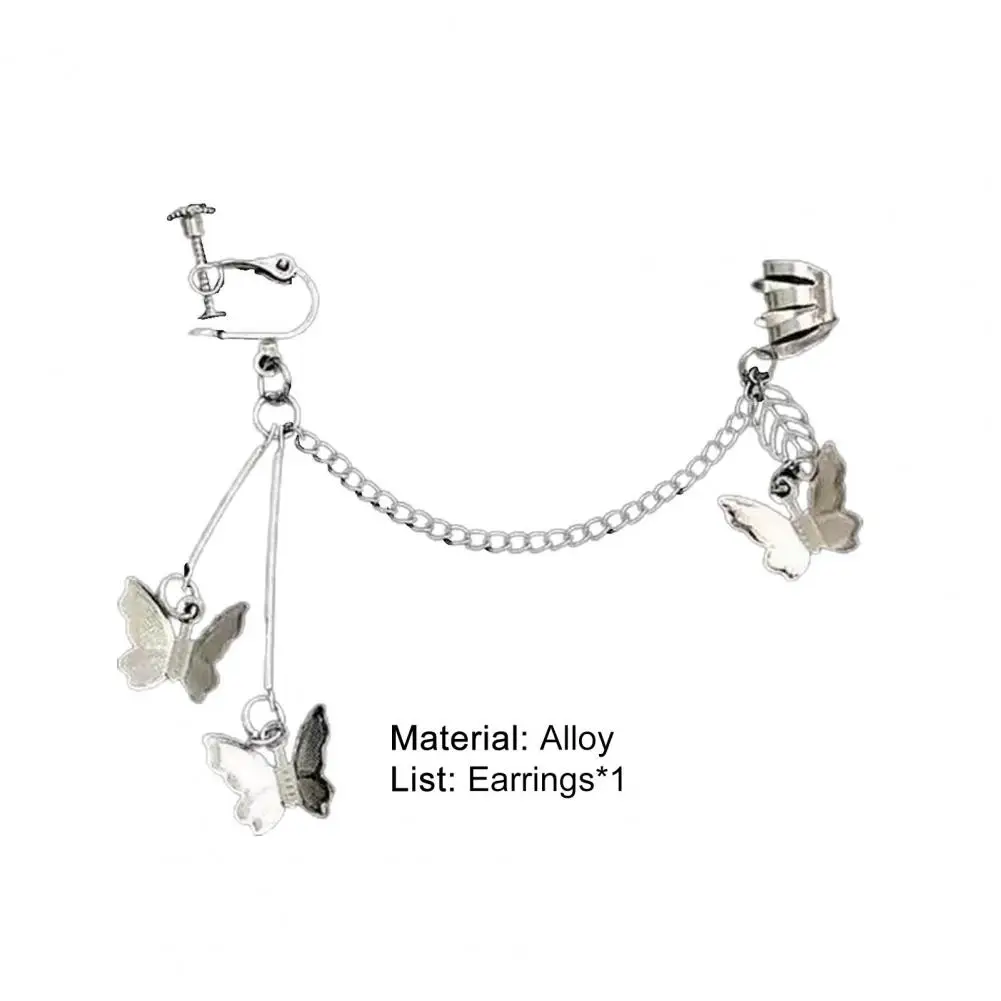 

50%HOT 1Pc/1Pair Simple Butterfly Tassel Silver Color Ear Cuff Earring Jewelry Accessory