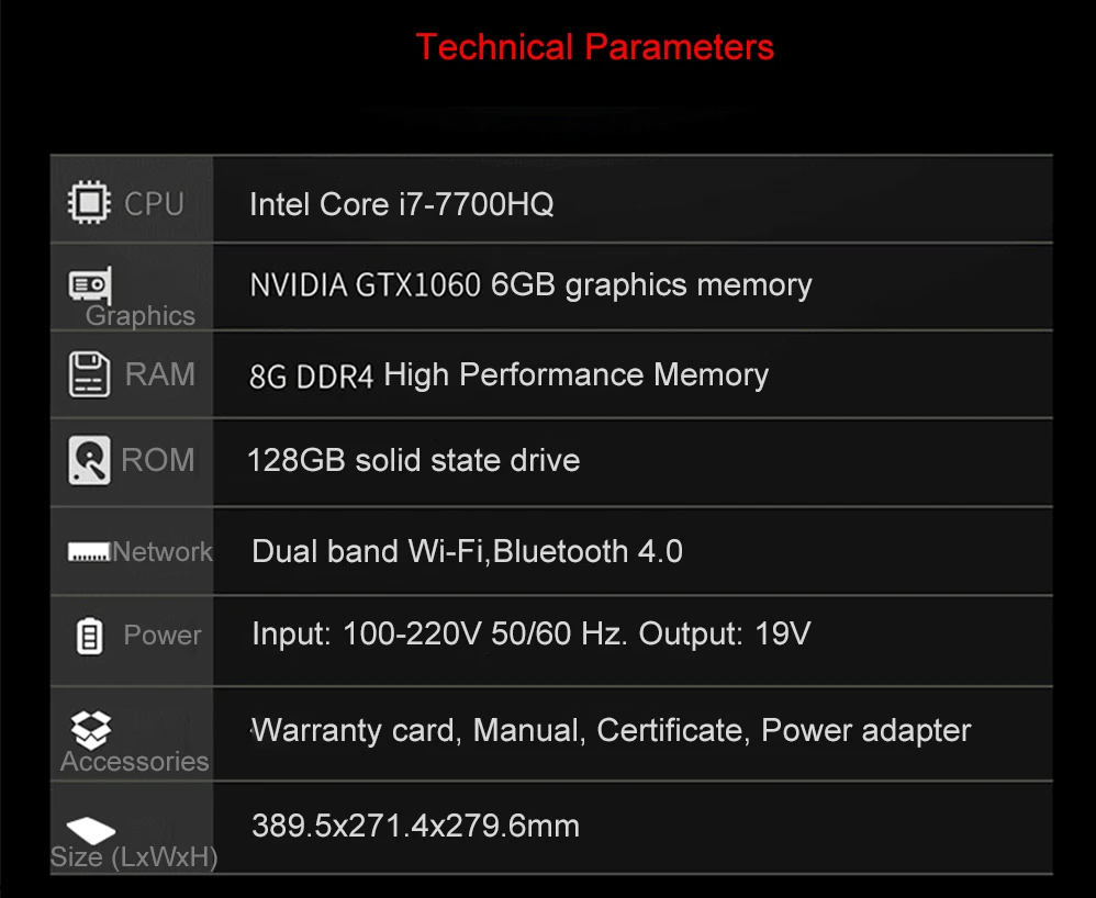 Gaming Laptop 15.6 inch 8G/16G DDR4 RAM 128G 256G 512G SSD Notebook With i7-7700HQ GTX1060-6G RGB Backlit Keyboard