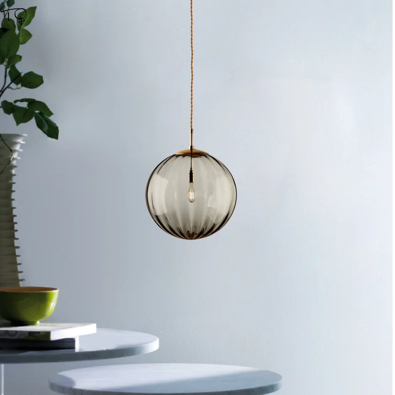 Modern Simple Glass Single Head Hanging Lamp Colorful Creative Individual Designer Pednant Lights Living Room Bedrom Bar Hall