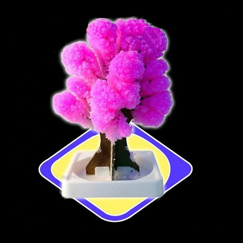 Настольное дерево из японской бумаги с цветами сакуры, растущее благодаря магическим кристаллам. Игрушка для детей на Рождество. Сделано в Японии.