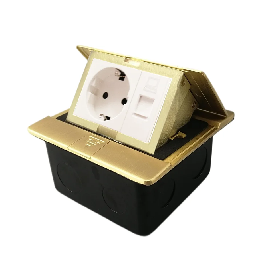 Выдвижная напольная розетка IP44 модель Бразилия/Германия тип CC10 выход из