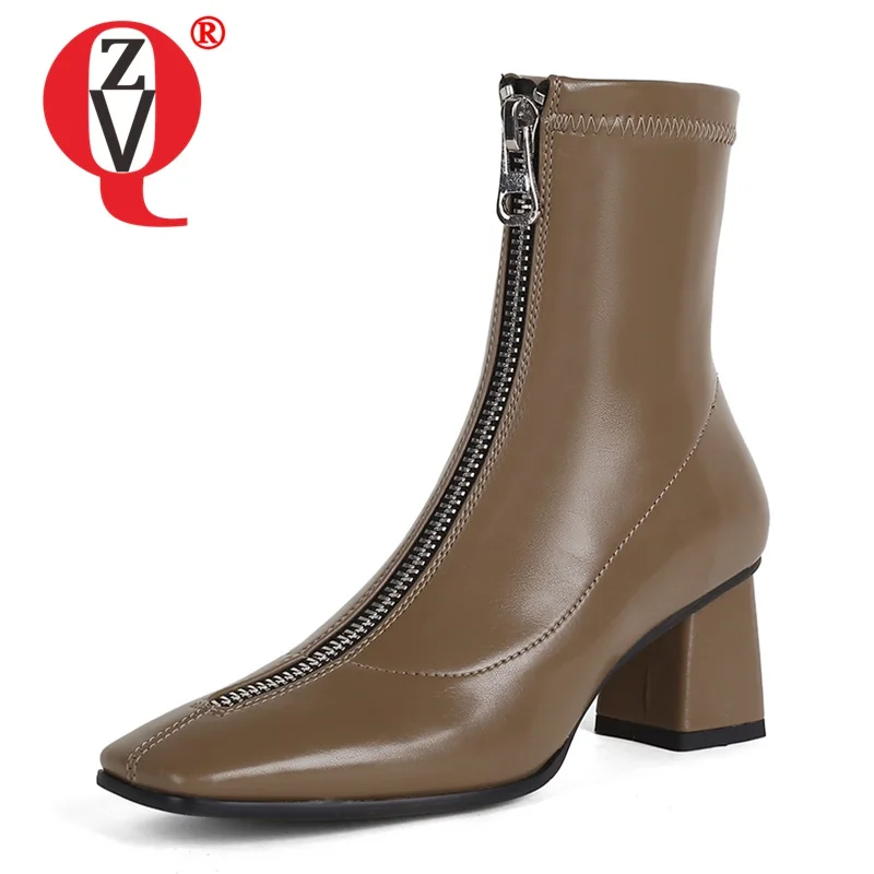 

ZVQ Women winter Good Qualtiy Leisure short boots Fashion New Style Square Toe Concise Solid color Comfortable Mature soft
