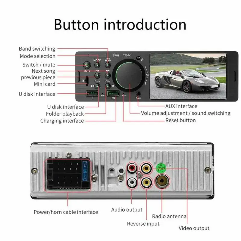 12V Универсальный 4,1 HD 1 Din DAB+ Радио Стерео FM AM WMA Bluetooth MP5 U диск
