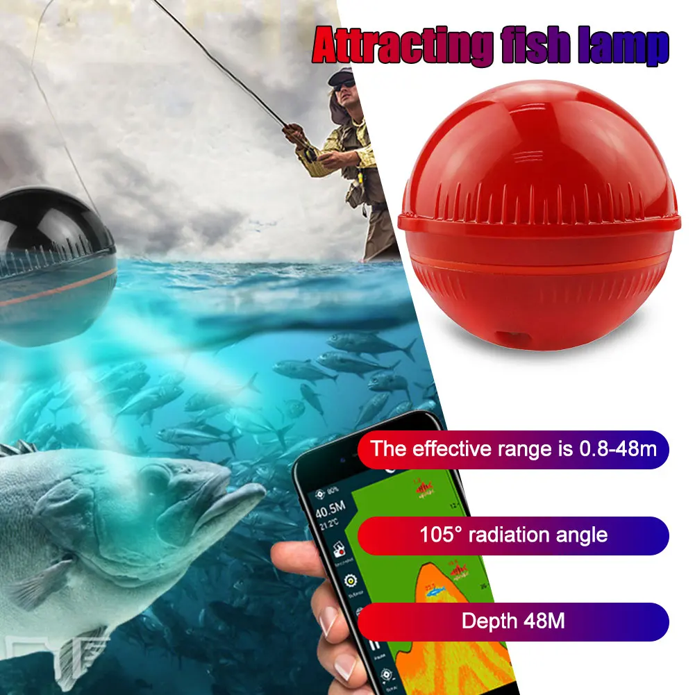 

Smart Wireless Fish Finder 48m/160ft Wireless Depth Echo Sounder Sea Lake Portable Sonar Compatible With Phones For Sea Lake