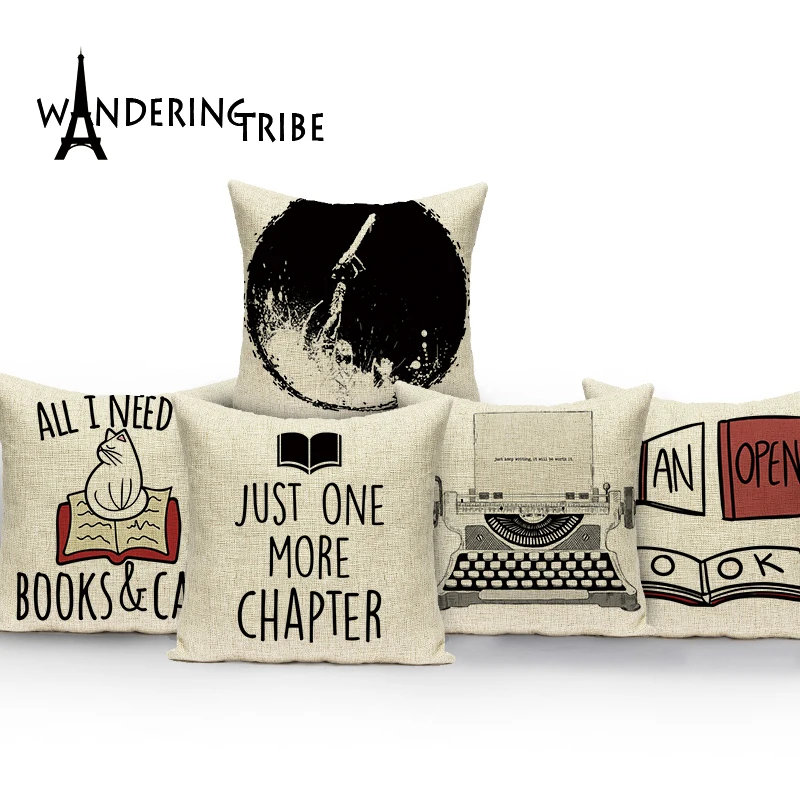 

Calligraphy and Painting Cushion Cover Bohemia Style Pillow Cover Decorative Pillows Case Black Chair Covers for Home Almofadas