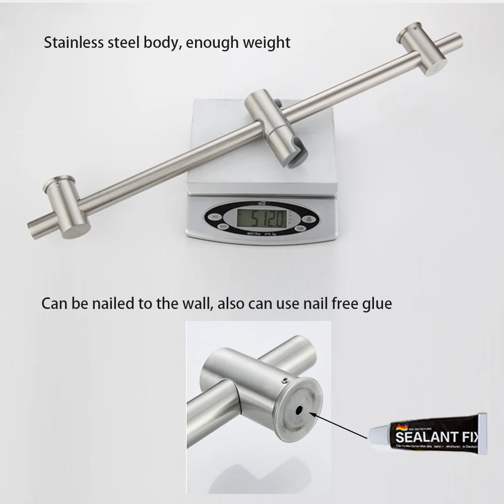 

304 Stainless Steel Shower Rod Combo Single Function Hand Shower Head 1.5M Shower Hose Shower Kit Bathroom Shower Head Set