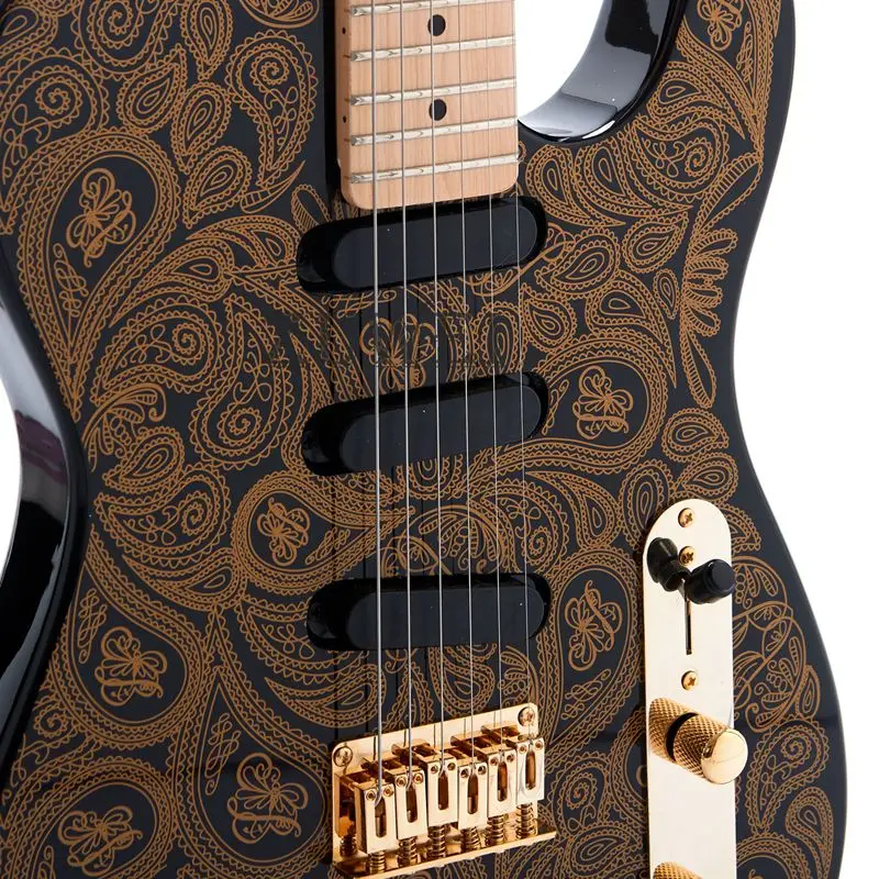 Custom Shop TL Electric Guitar Water Transfer Top Gold Hardware Strings Thru Body High Quality Products | Спорт и развлечения